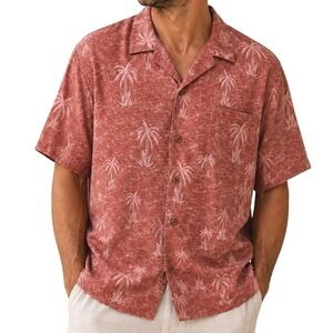 Boca Classics Mens Red Palm Tree Silk Hawaiian Button Down Shirt XL Tropical Top